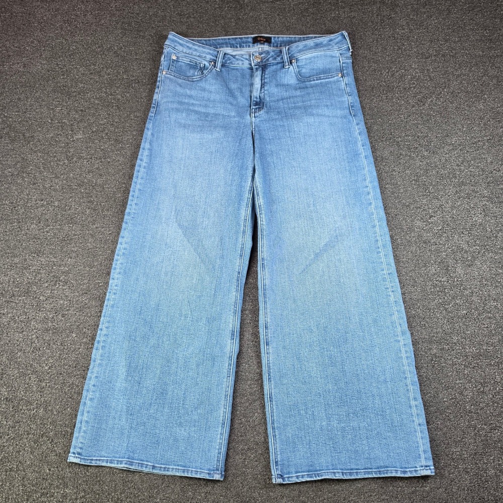 Quince Luna Stretch Wide Leg Jeans Seaside Blue Womens 32x30 High Rise Denim